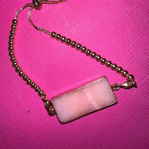 Pink rhodochrosite and Gold Adjustable Bracelet